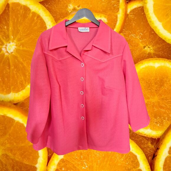 Catherine's Pink Pants Suit with button Up Top and Matching Bottom - Picture 3 of 7